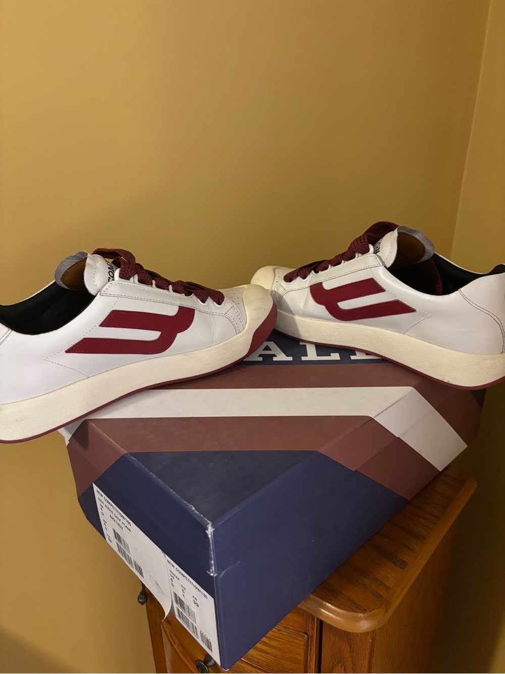 Bally Men’s White Sneakers with Burgundy Accents - Picture 7 of 12